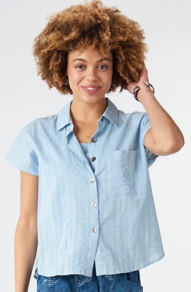 Adira Lightweight Cap-Sleeve Shirt - Cloud / XS-S