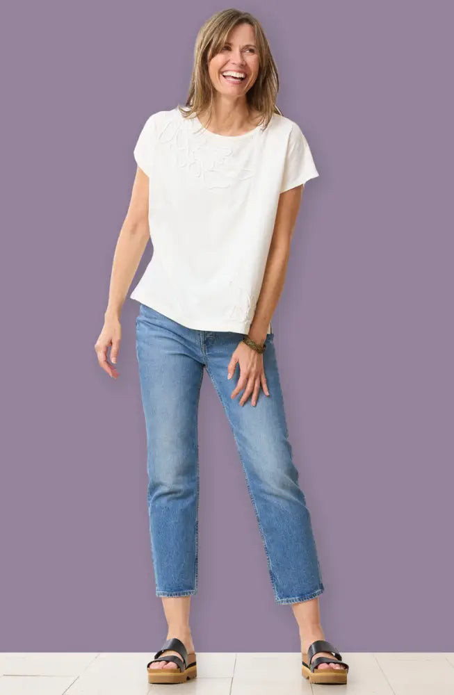 Akila Couched Knit Cap Sleeve Boxy Tee