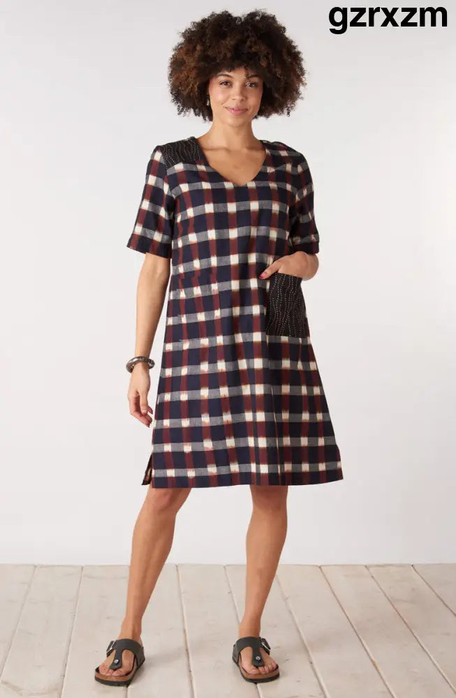 Aloka Ikat V-Neck Knee-Length Dress - Black/Multi - Black/Multi / PS (6-8)