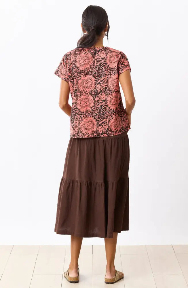 Amina Tiered Midi Skirt - Ebony