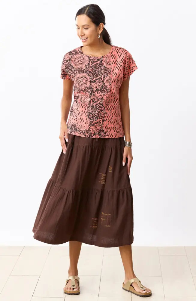 Amina Tiered Midi Skirt - Ebony
