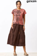 Amina Tiered Midi Skirt - Ebony - Ebony / PS (6-8)
