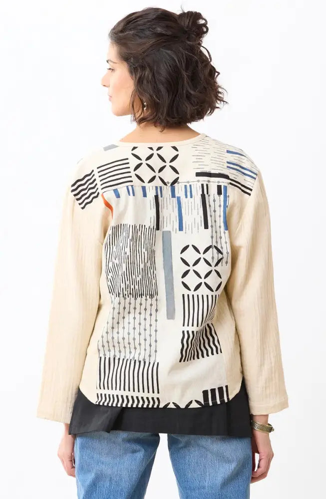 Anuka Relaxed Scoop-Neck Jacket - Natural/Multi