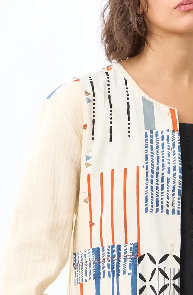 Anuka Relaxed Scoop-Neck Jacket - Natural/Multi