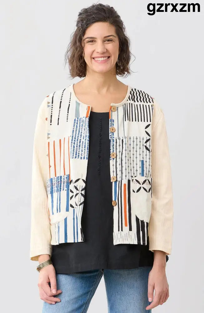 Anuka Relaxed Scoop-Neck Jacket - Natural/Multi - Natural/Multi / XS (2-4)