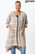 Bhadra Textured Cotton Oversized Jacket - Natural/Multi - Natural/Multi / XS-S