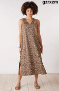 Dariya Organic Cotton Sleeveless Midi Dress - Beach/Ebony - Beach/Ebony / PS (6-8)