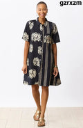 Deepali Short-Sleeve A-line Shirtdress - Black/Natural - Black/Natural / PS (6-8)