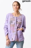 Kabini Upcycled Patchwork Cardigan- Heirloom purple/Chindi - Heirloom purple/Chindi / S (6-8)