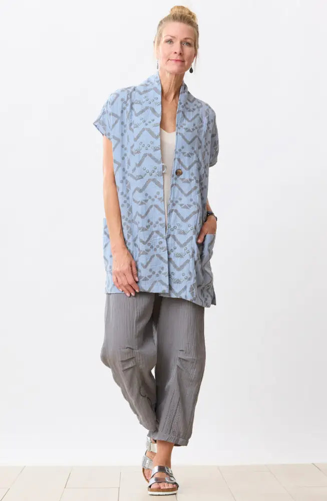 Kanai Cotton Double Gauze Jacket - Cloud blue