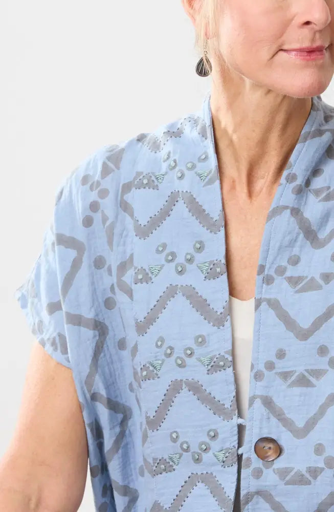 Kanai Cotton Double Gauze Jacket - Cloud blue