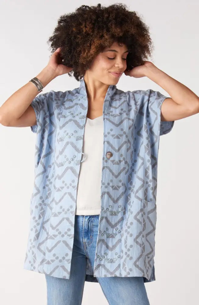 Kanai Cotton Double Gauze Jacket - Cloud blue