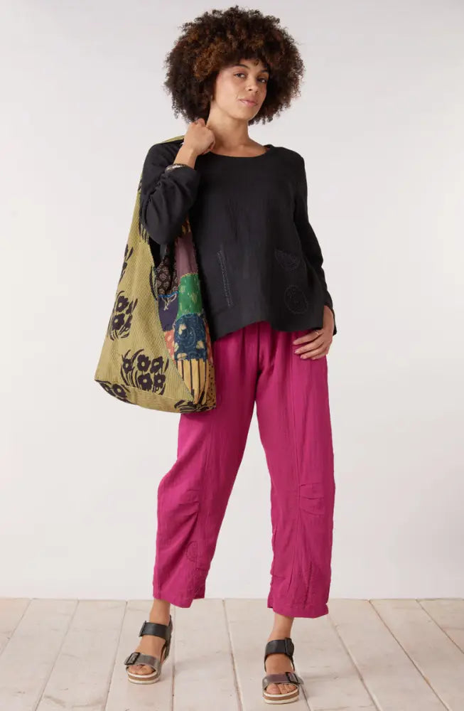 Kasuri Double Gauze Round-Neck Popover Top