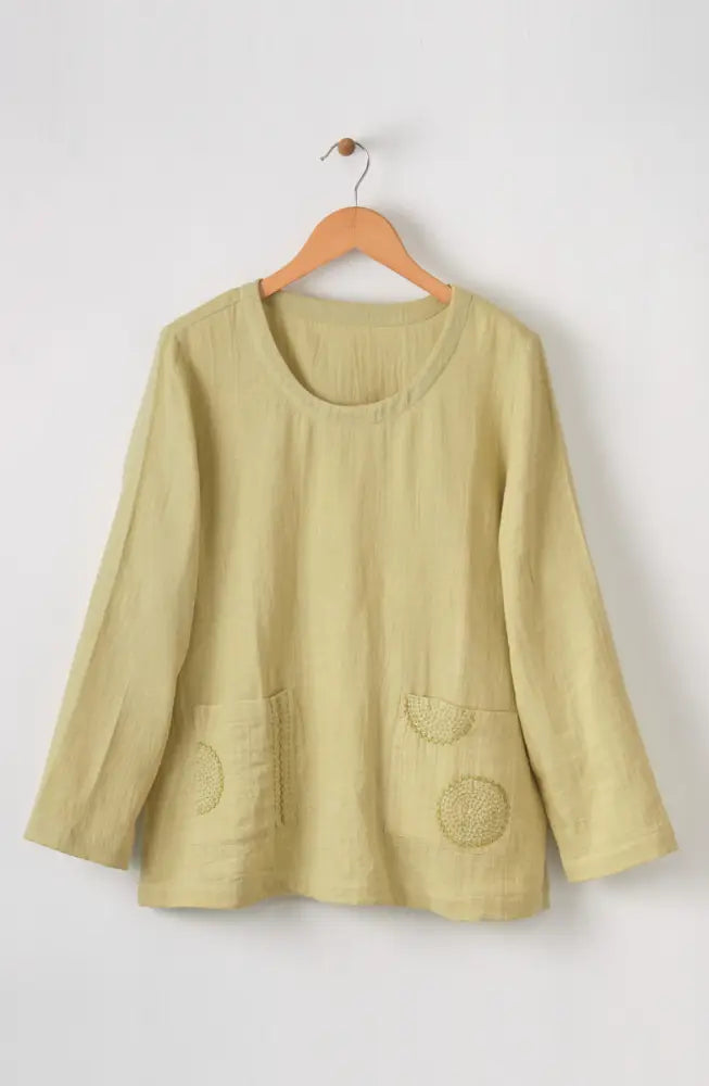 Kasuri Double Gauze Round-Neck Popover Top