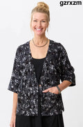 Kolkata Drop-Shoulder Batik Knit Jacket - Black - Black / XS (2-4)