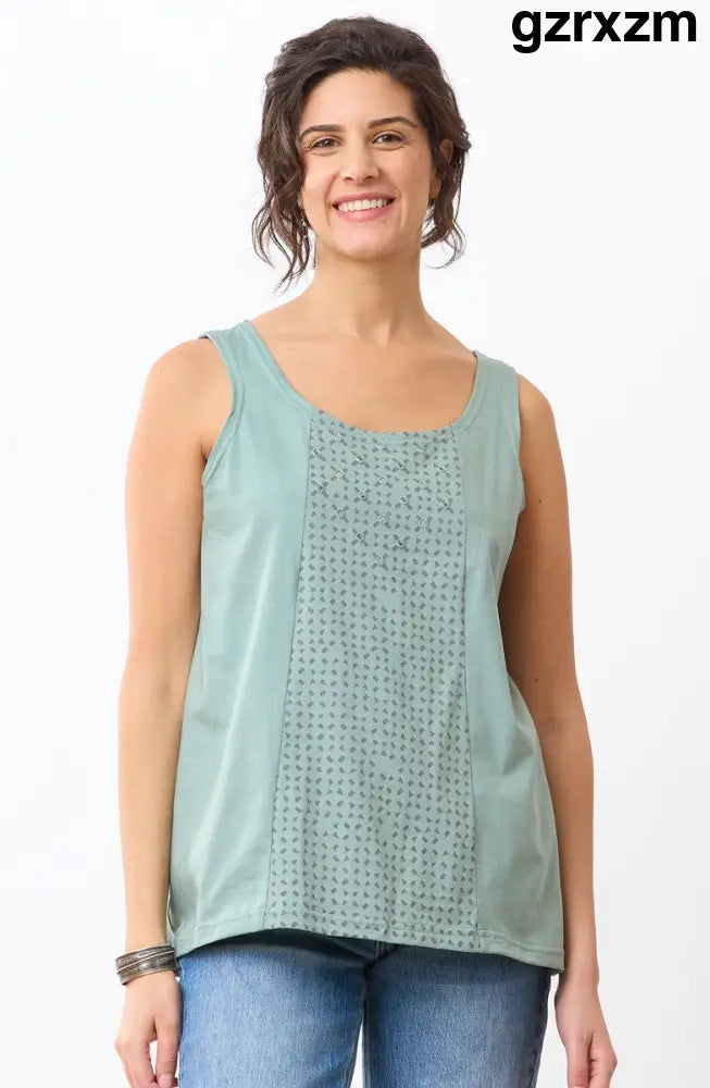 Kripa Cotton Jersey A-line Tank - Beach grass / S (6-8)