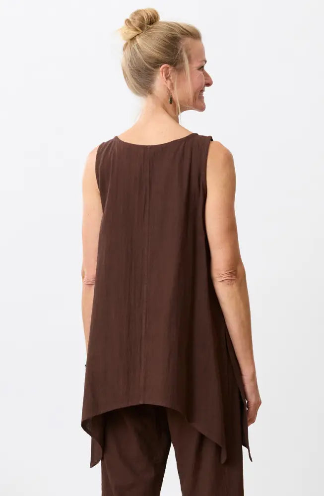 Manori Slub Cotton Swing Tunic Tank - Ebony