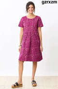 Naina Batik Print Scoop-Neck Cotton Jersey Dress - Phlox purple - Phlox purple / PS (6-8)