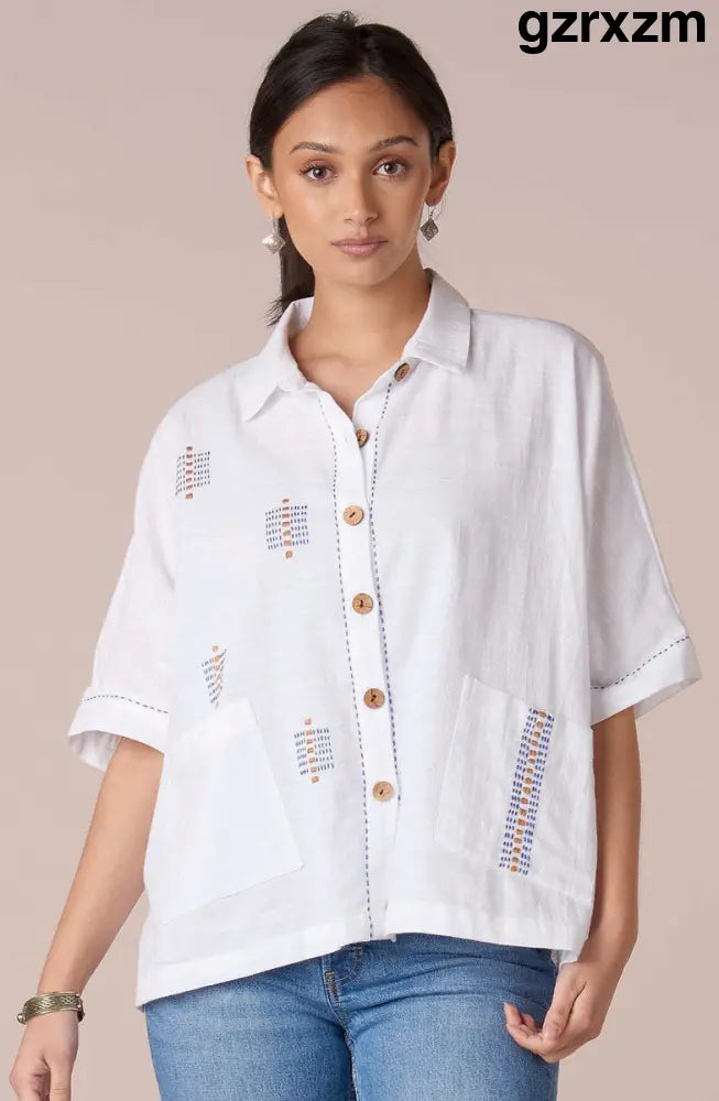 Nashik Slub Cotton Swing Shirt - Soft white - Soft white / XS-S