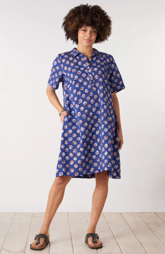 Nirali Pullover A-line Shirtdress - Cobalt/Multi