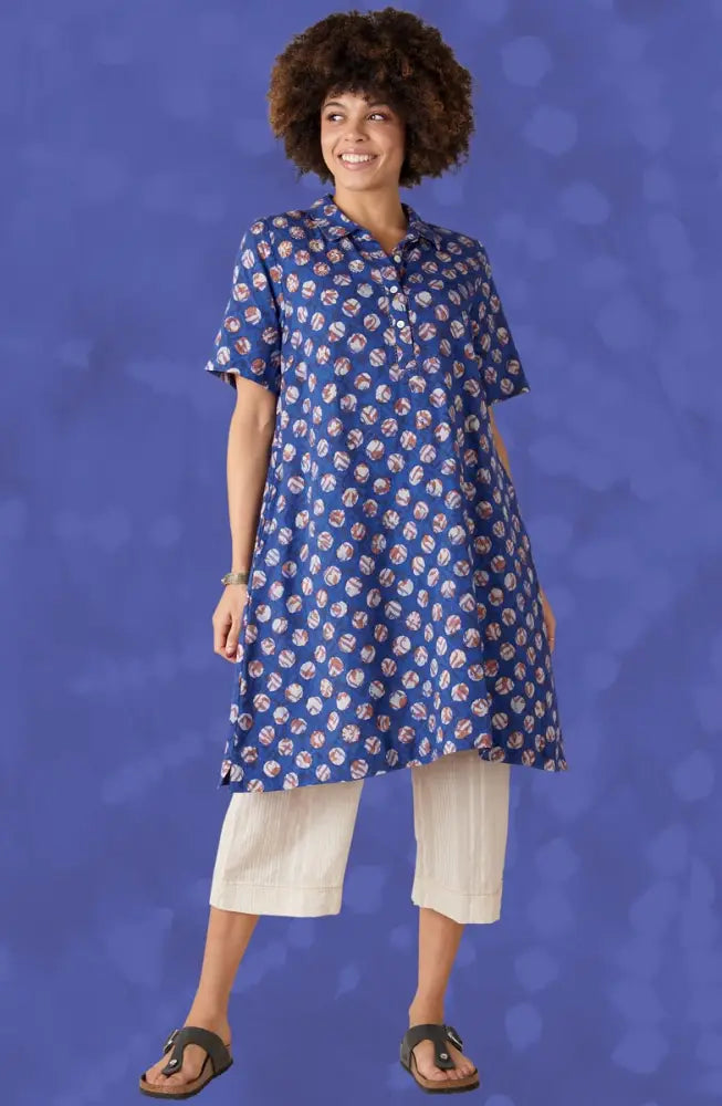 Nirali Pullover A-line Shirtdress - Cobalt/Multi
