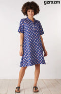 Nirali Pullover A-line Shirtdress - Cobalt/Multi - Cobalt/Multi / PS (6-8)