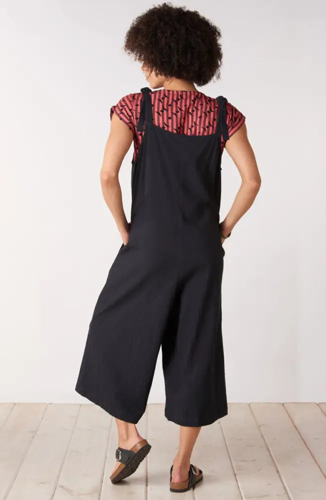 Rashmi Tie-Strap Cropped Overalls - Black