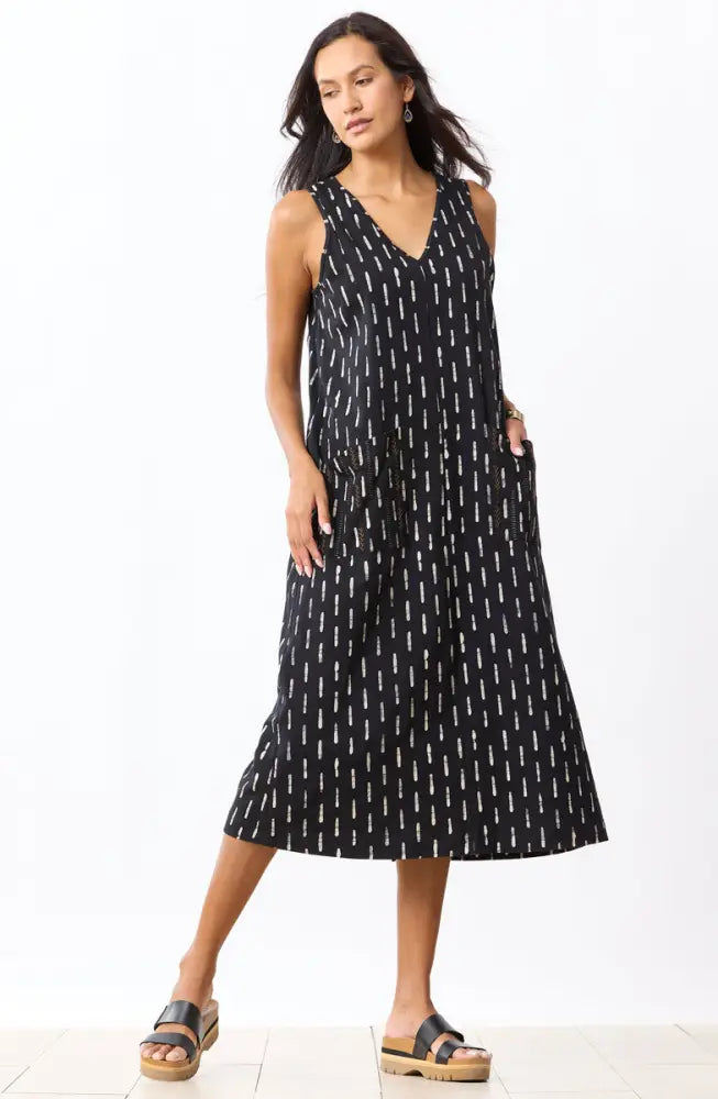 Seema Jersey V-Neck Long Tank Dress - Black