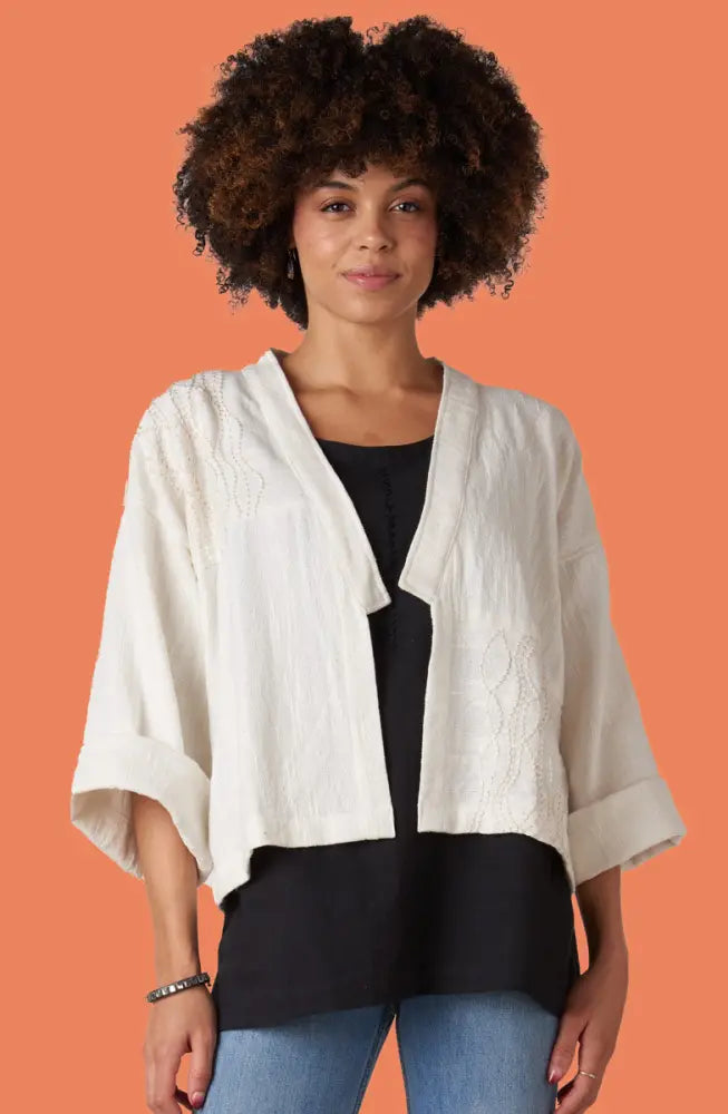 Sikkim Unstructured Boxy Jacket - Soft white