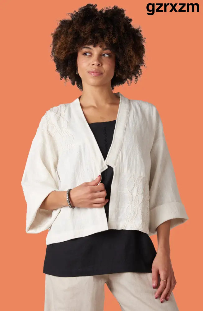 Sikkim Unstructured Boxy Jacket - Soft white - Soft white / S-M