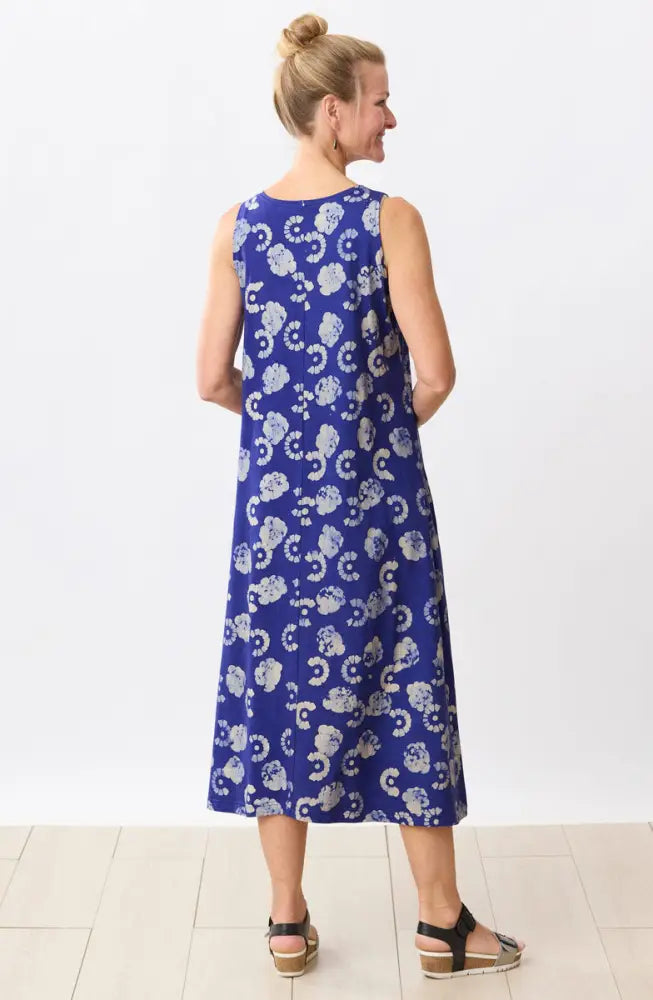 Supriya Jersey A-line Midi Tank Dress - Cobalt/Multi