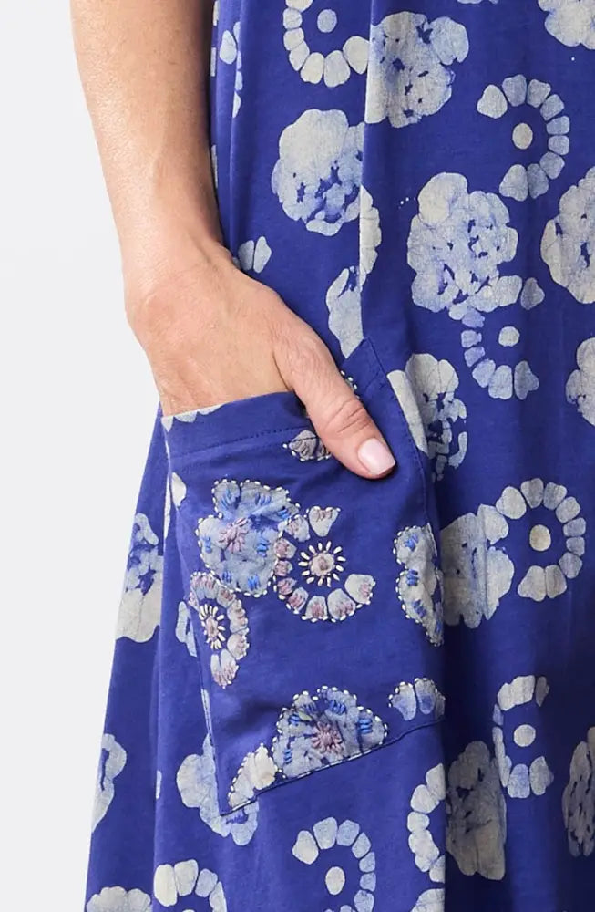 Supriya Jersey A-line Midi Tank Dress - Cobalt/Multi