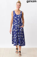 Supriya Jersey A-line Midi Tank Dress - Cobalt/Multi - Cobalt/Multi / PS (6-8)