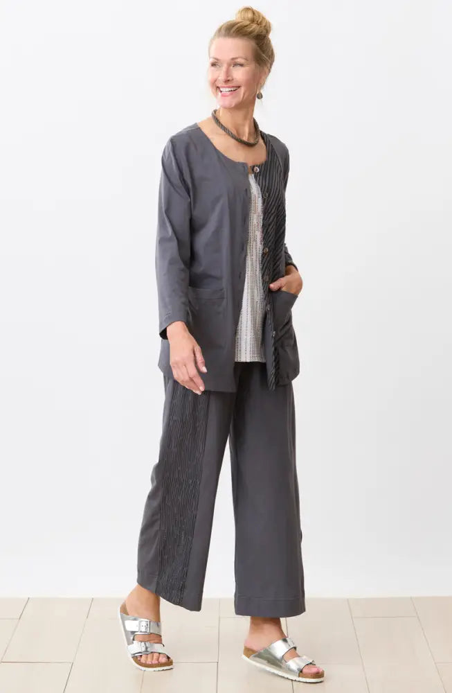 Tulika Long-Sleeve Soft Knit Jacket - Graphite