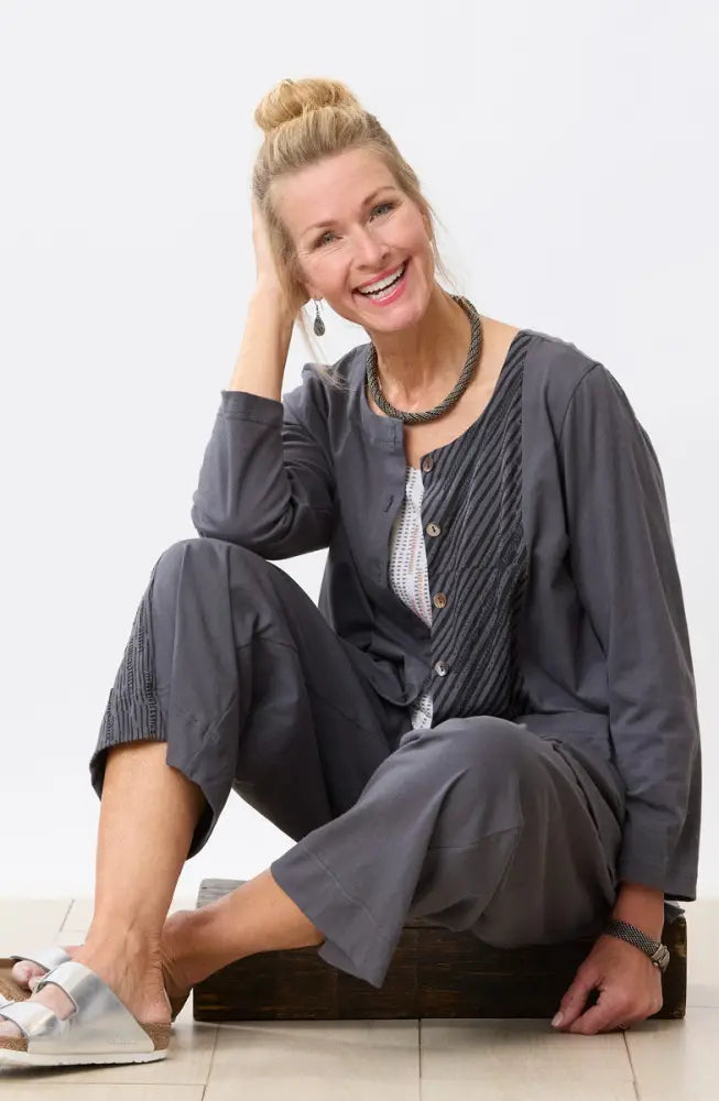 Tulika Long-Sleeve Soft Knit Jacket - Graphite