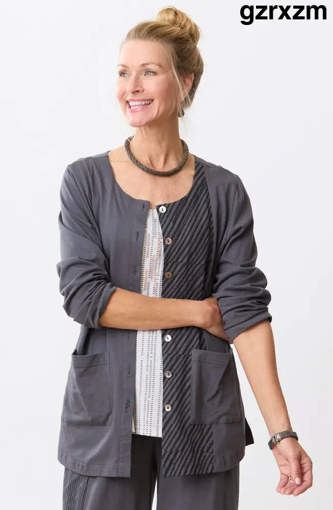 Tulika Long-Sleeve Soft Knit Jacket - Graphite - Graphite / PS (6-8)
